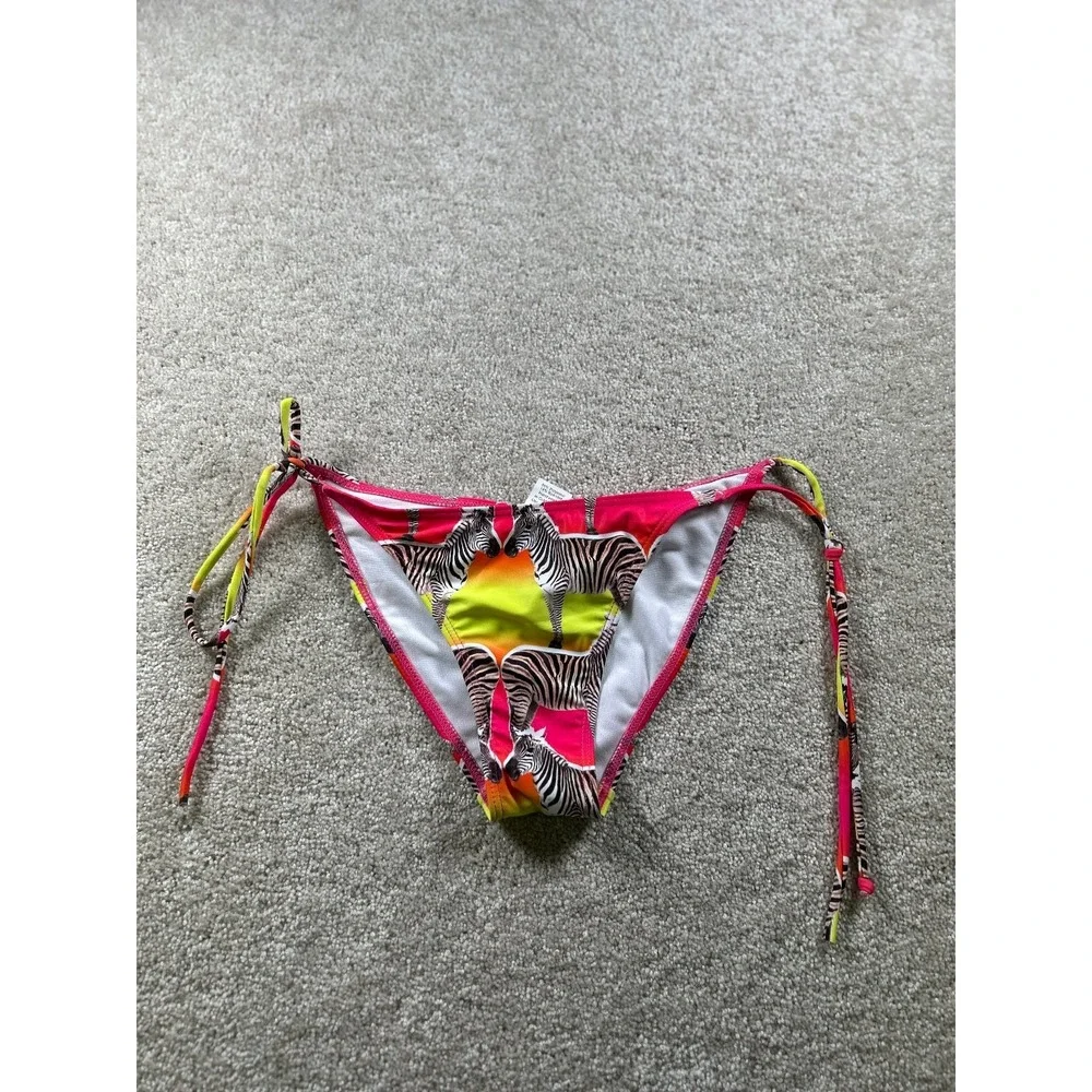 Kaligirlz Women's Swimwear Bikini‎ Bottom Small Zebra Print Neon